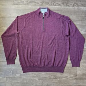 Peter Millar Sweater Mens XXL 2XL Merino Wool Silk Quarter Zip Golf Preppy Mock
